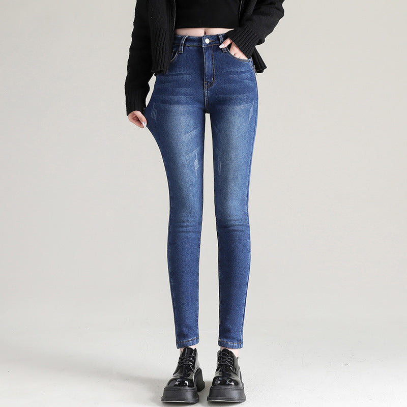 Fleece Padded Denim High Waist Tights