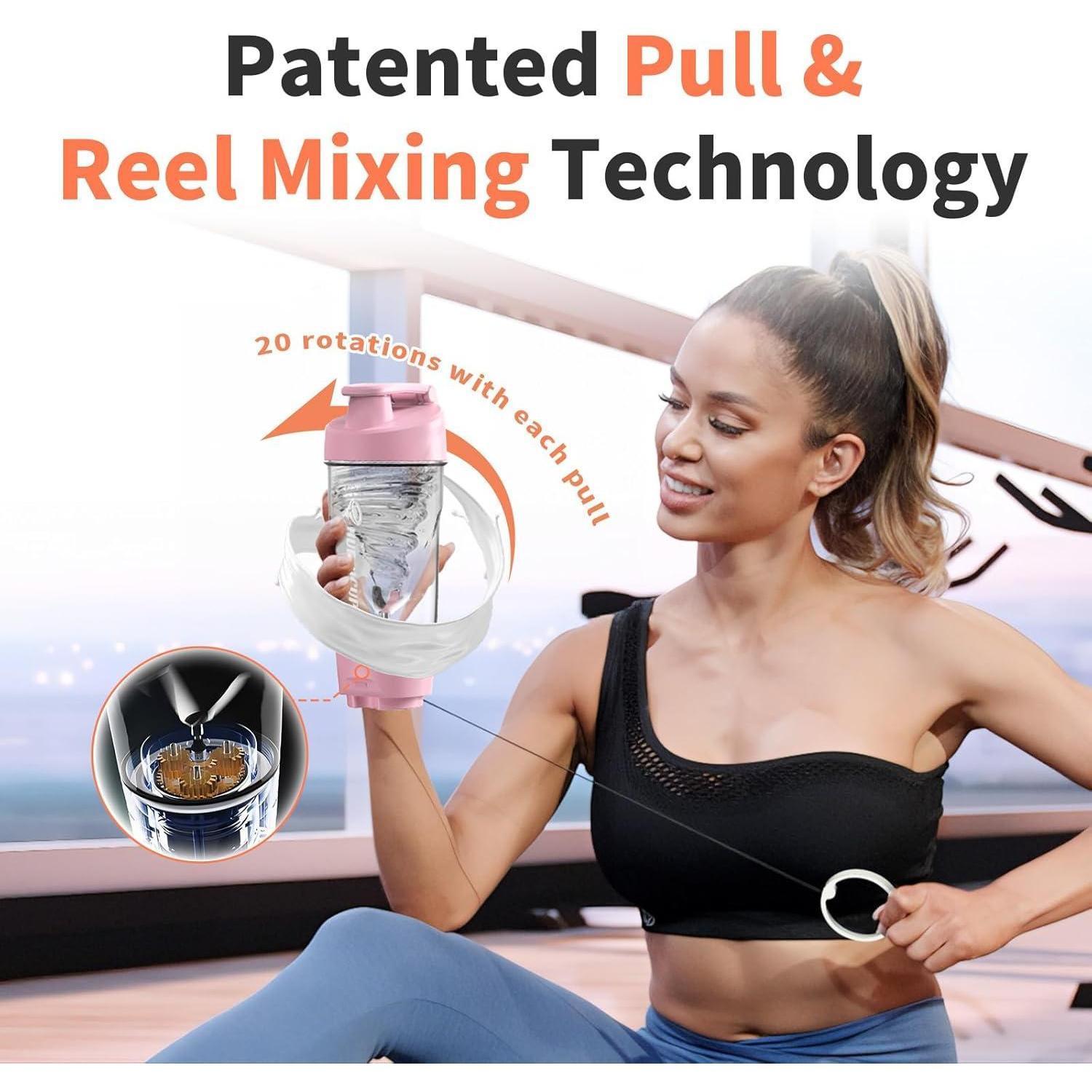 Wondercore 22-ounce Protein Shaker, Leak-proof, BPA-free, Manual Roll-up Mixing, Clear Ounce And Milliliter Markings