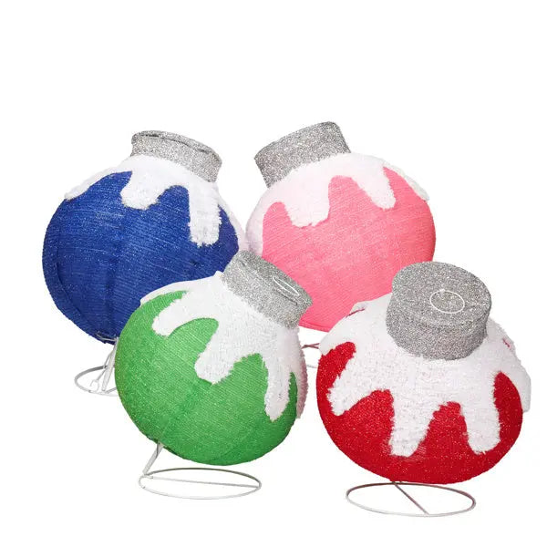 Set Of 4 Lighted Ball Ornaments Christmas Decorations, Pre-lit Holiday Decor With 320 Multi-color LED Lights For Xmas Outdoor Indoor Decor Lighted Holiday Displays - The Premium