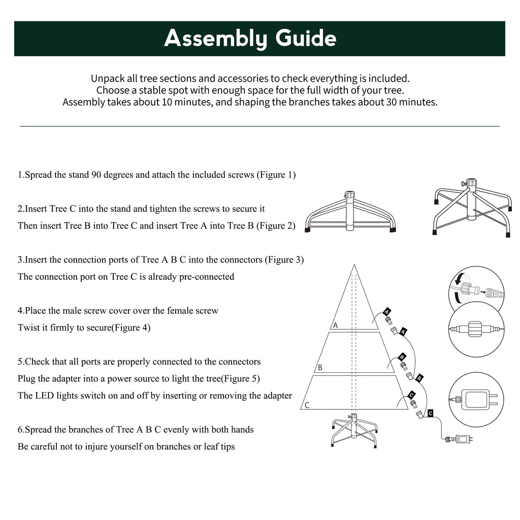 Aspen Slim Fir 7.5ft Christmas Tree Pre-Lit Artificial With 4,570 Branch Tips & 1,555 Low-Voltage Warm LED Lights, Foldable Stand & Realistic Flame-Resistant Branches