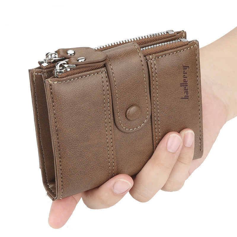 Men's New Double Zipper Creative Short Wallet