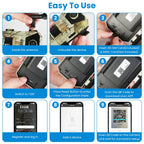 1Pc 4G 4K 30FPS Solar Trail Camera Outdoor Wildlife Camera Motion Activated IP66 Waterproof With 140 Degree Viewing Angle No Glow Night Vision SIM Card APP Control No WiFi Needed