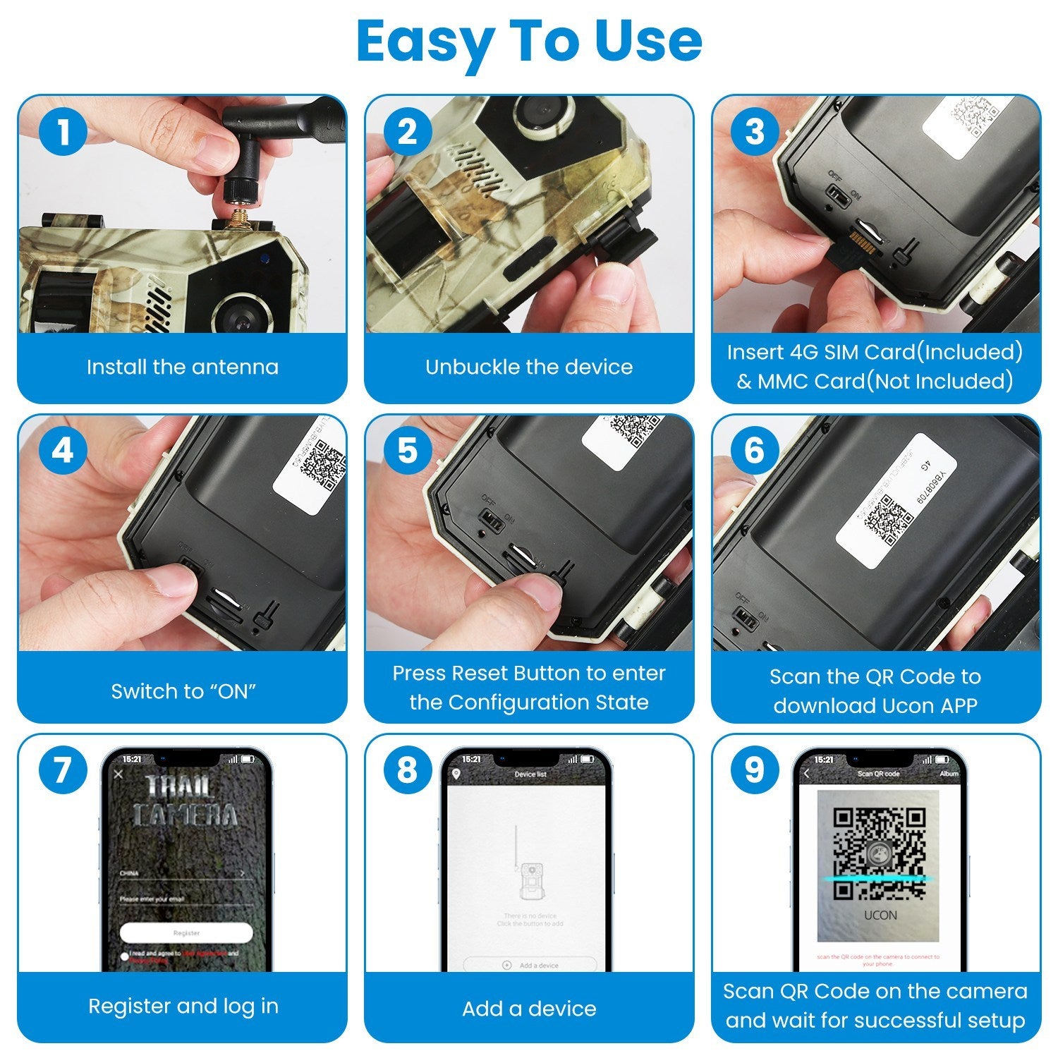 1Pc 4G 4K 30FPS Solar Trail Camera Outdoor Wildlife Camera Motion Activated IP66 Waterproof With 140 Degree Viewing Angle No Glow Night Vision SIM Card APP Control No WiFi Needed