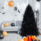 7-Foot Decorative Black Halloween Christmas Tree Artificial Holiday Decoration For Home, Office, And Halloween Parties. Includes 1,916 Branch Tips, 450 Lights, Metal Hinges, And A Foldable Base. - The Premium