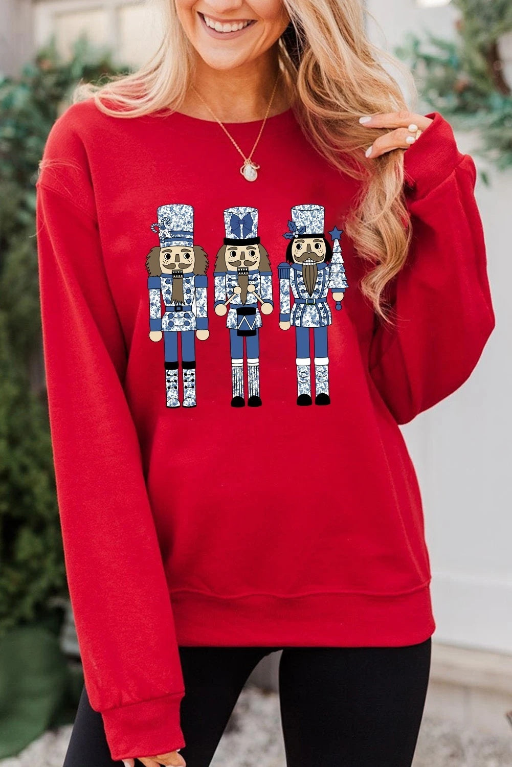 Red Christmas Nutcracker Men's Guard Pattern Pullover