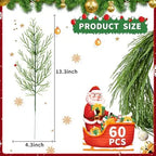 NOVWANG 60 Pieces Artificial Pine Branches, Artificial Cedar Stems And Artificial Snow Pine Branches For Christmas Decoration Christmas Picks For DIY Garland Craft Family Kitchen Holiday Decoration - The Premium