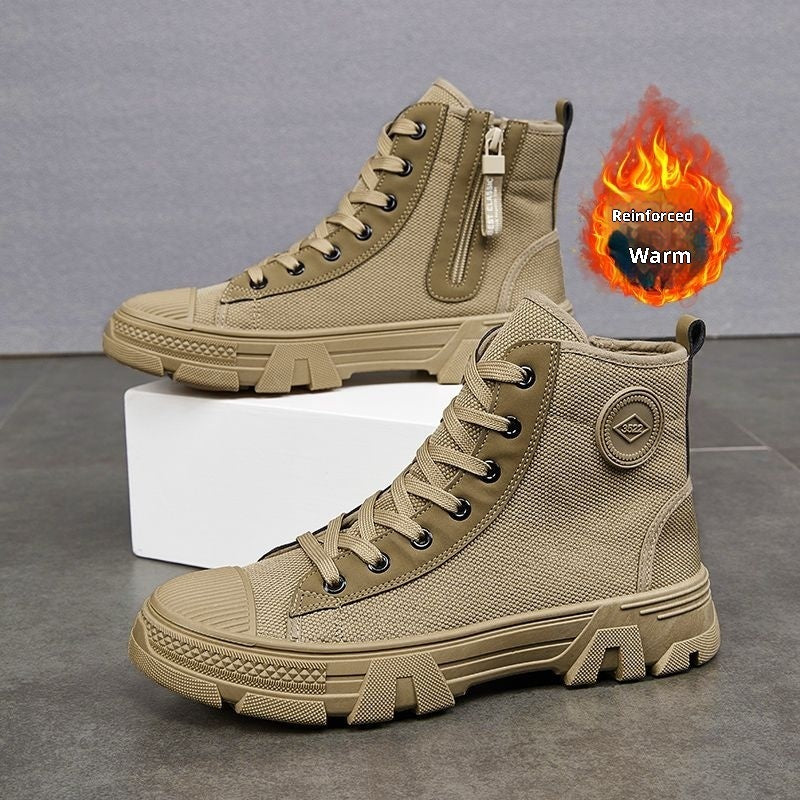 Breathable Men's High-top Non-slip Wear-resistant Side Zipper Protective Shoes