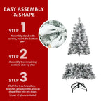 Artificial 4ft Flocked Christmas Tree With 233 PVC Branch Tips, Round Head, Foldable Base For Indoor Holiday Decorating - The Premium