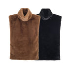 Casual Versatile Solid Color Half-turtle Neck Furry Sleeveless Top Women