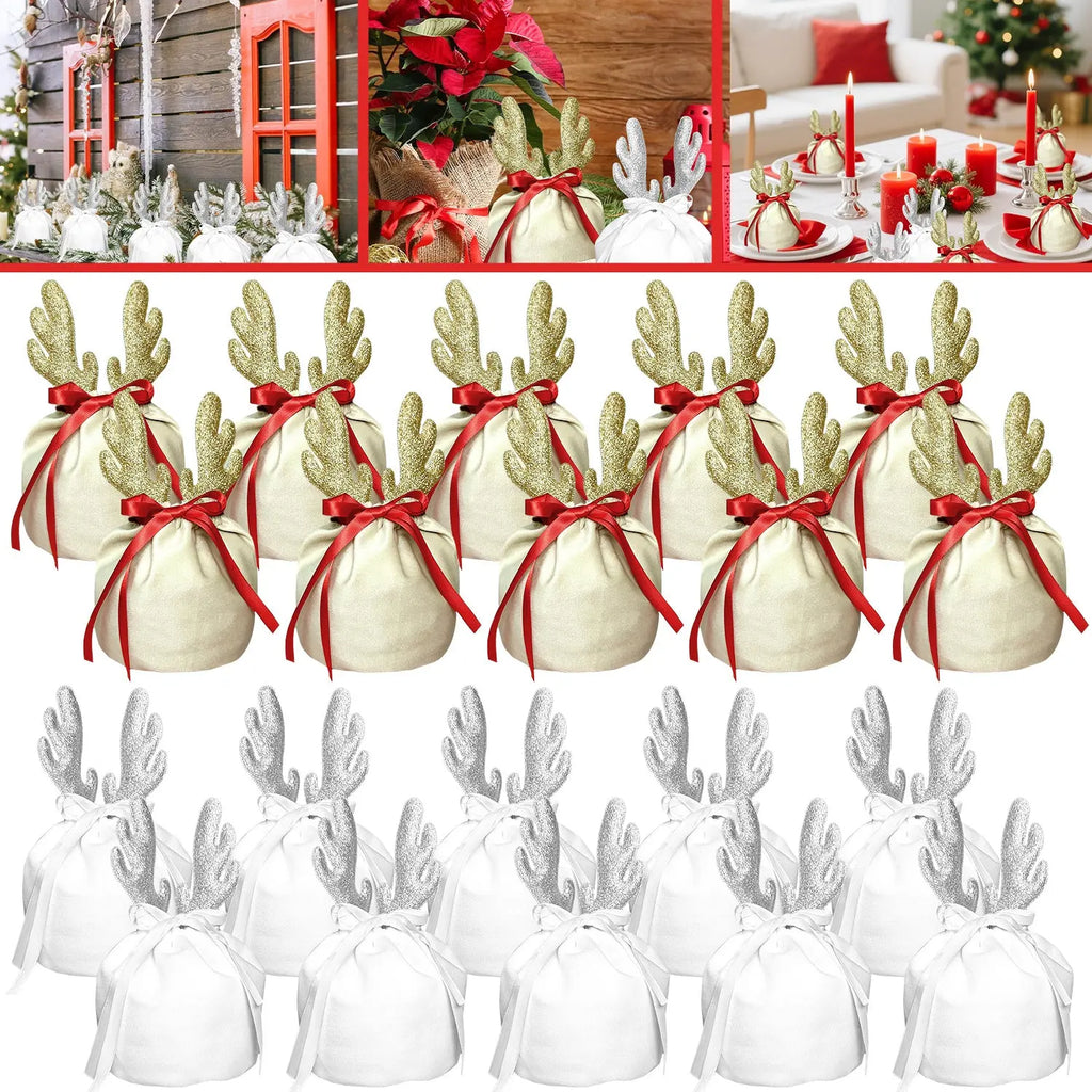 5 Pcs Christmas Antler Gift Bags - The Premium
