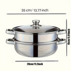High Quality Stainless Steel Steamer Set - Double-layer Thickened Design, Suitable For Induction Cookers And Gas Stoves - Perfect For Cooking And Hospitality, Durable Household Kitchen Utensils