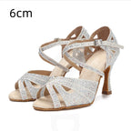 Latin Dance Shoes Hot Drilling Full Drilling Middle Heel
