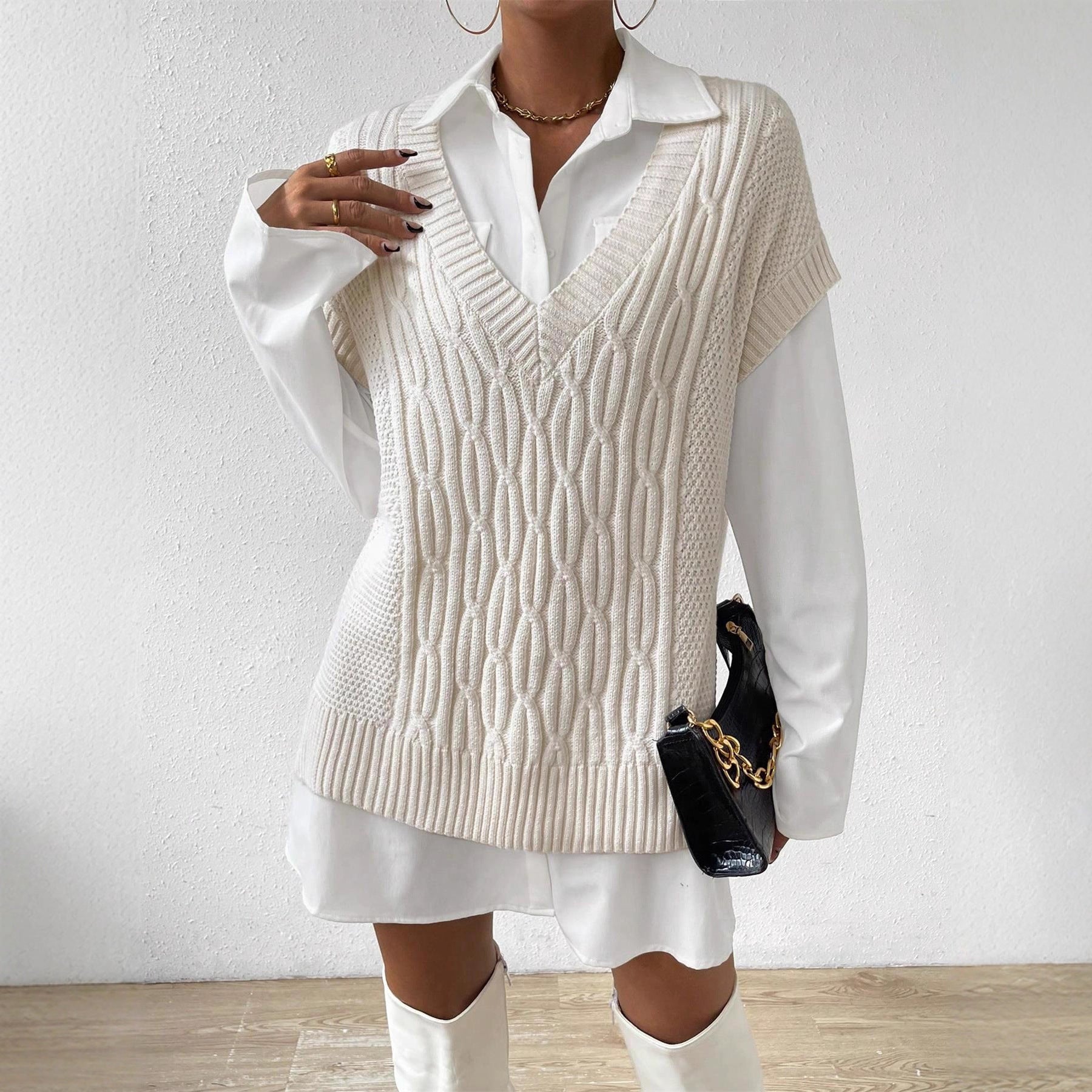 Loose Sleeveless Knit Vest Ladies