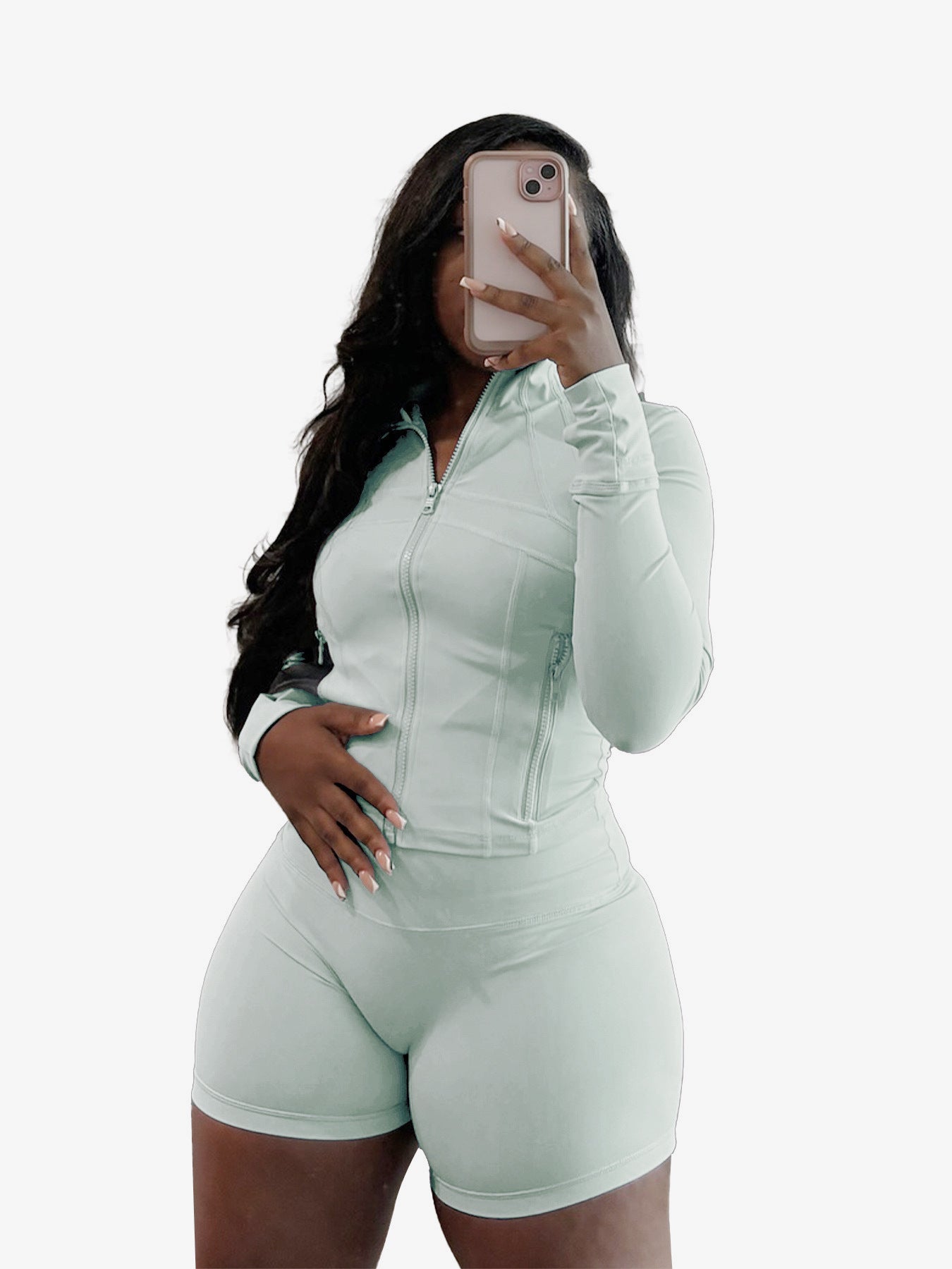 Spring And Summer Sporty Casual Sexy Tight Long-sleeve Shorts Two-piece Set