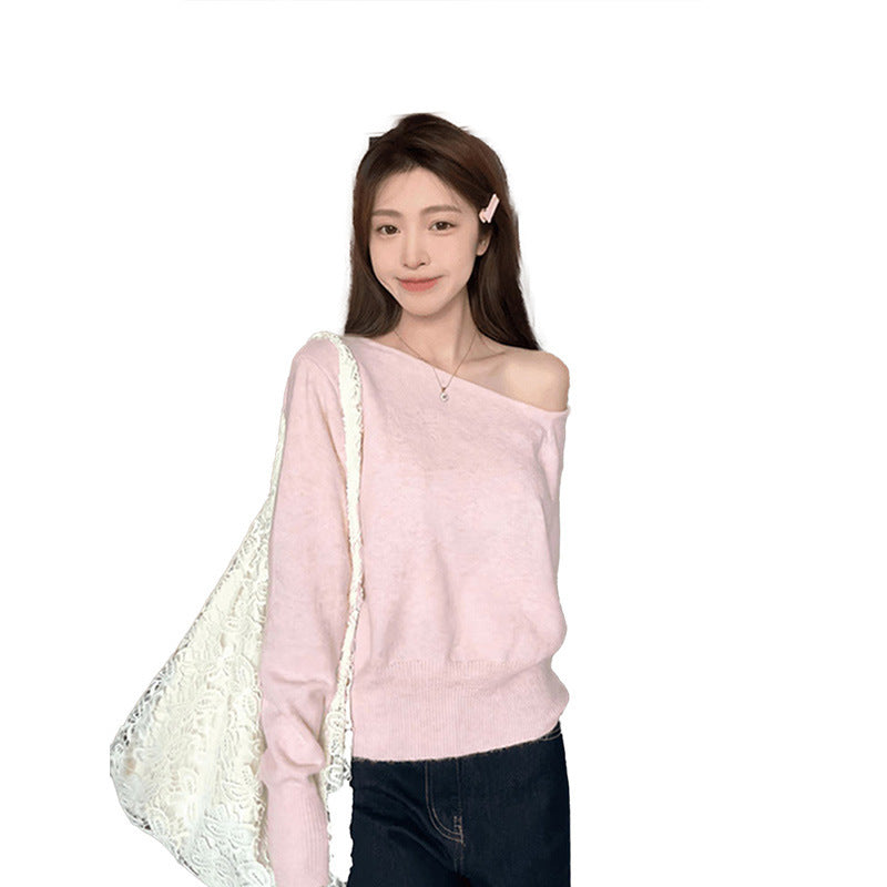 Fashion Korean-style Off-shoulder Top Versatile Temperament Sweater