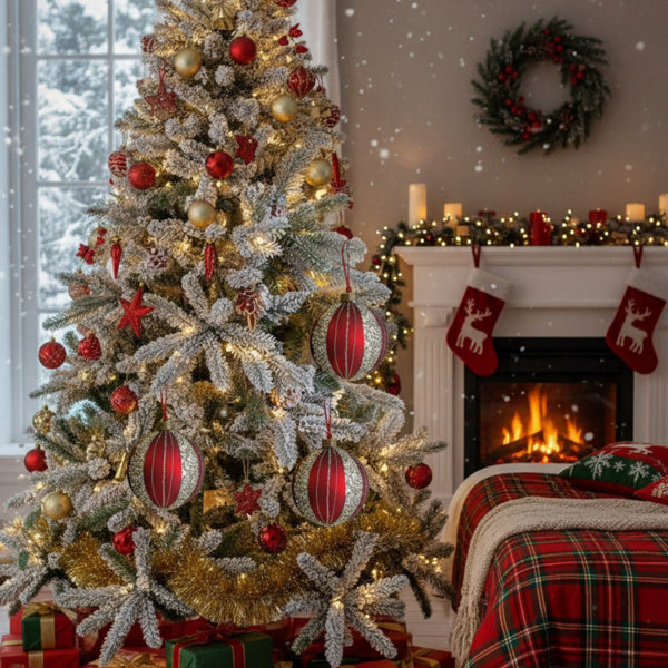 4PCS Set  Christmas Glass Ball Ornaments Holiday Tree Hanging Decorations Party Decor Supplies FBA Shipment - The Premium