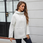 Women's Retro Color Block Hooded Casual Jacket