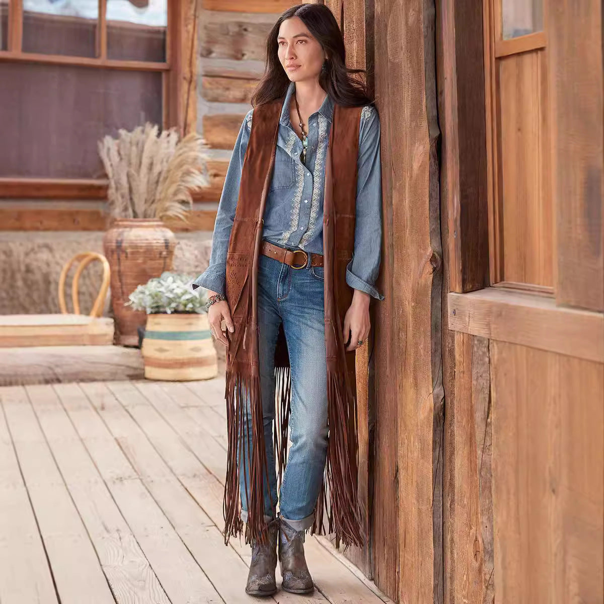 Slim-fit Sleeveless Vest Shawl Jacket