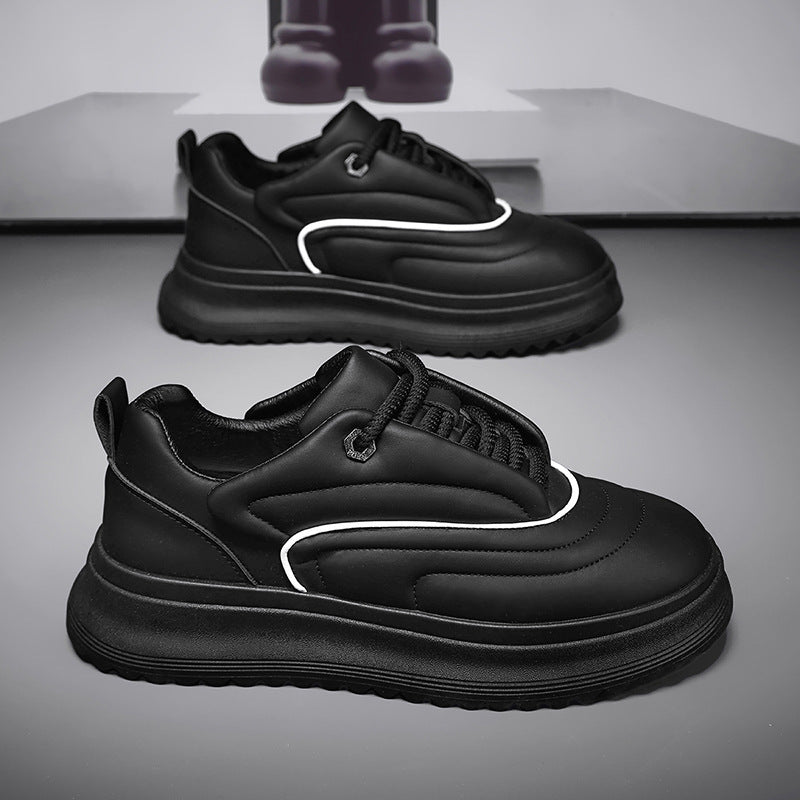 Versatile Student PU Leather Sports Height Increasing Leisure Thick Bottom Bread Shoes