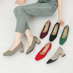 Women's Thick Head Stiletto Knitted Shoes Comfortable And Breathable For Commuting Versatile