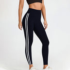 Side Striped Fitness Trousers High Waist Hip Lift