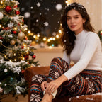 High Waist Christmas Printing Plus Velvet Leggings