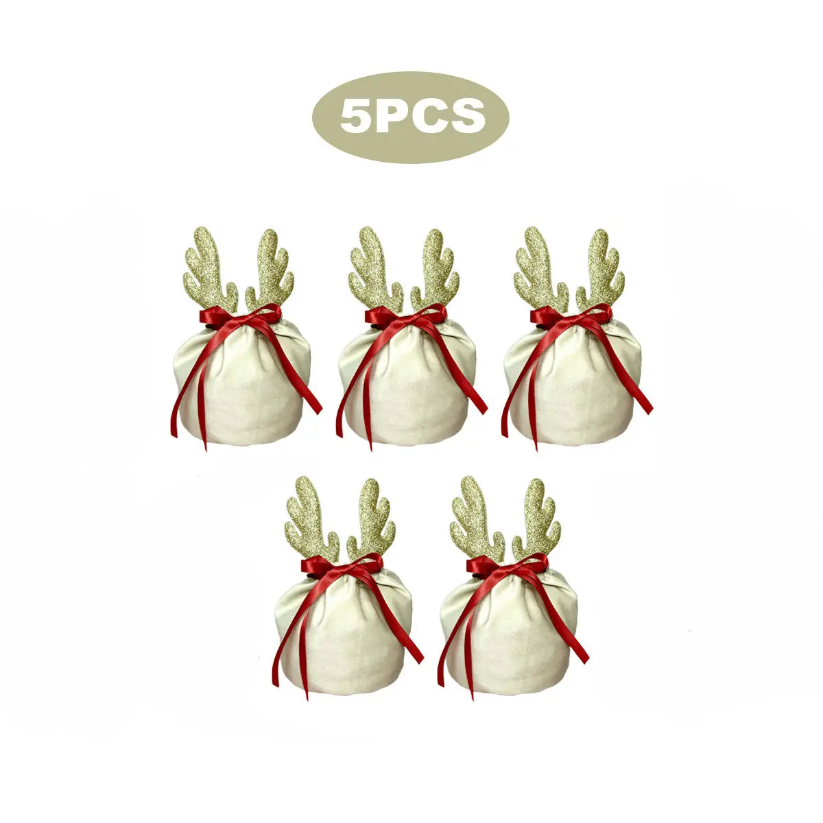 5 Pcs Christmas Antler Gift Bags - The Premium