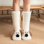 Cute Cartoon Dog Floor Socks Winter Warm Non-slip Plush Socks For Women - The Premium