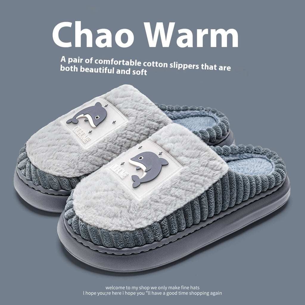 Non-slip Fleece-lined Warm Couple Fluffy Slippers