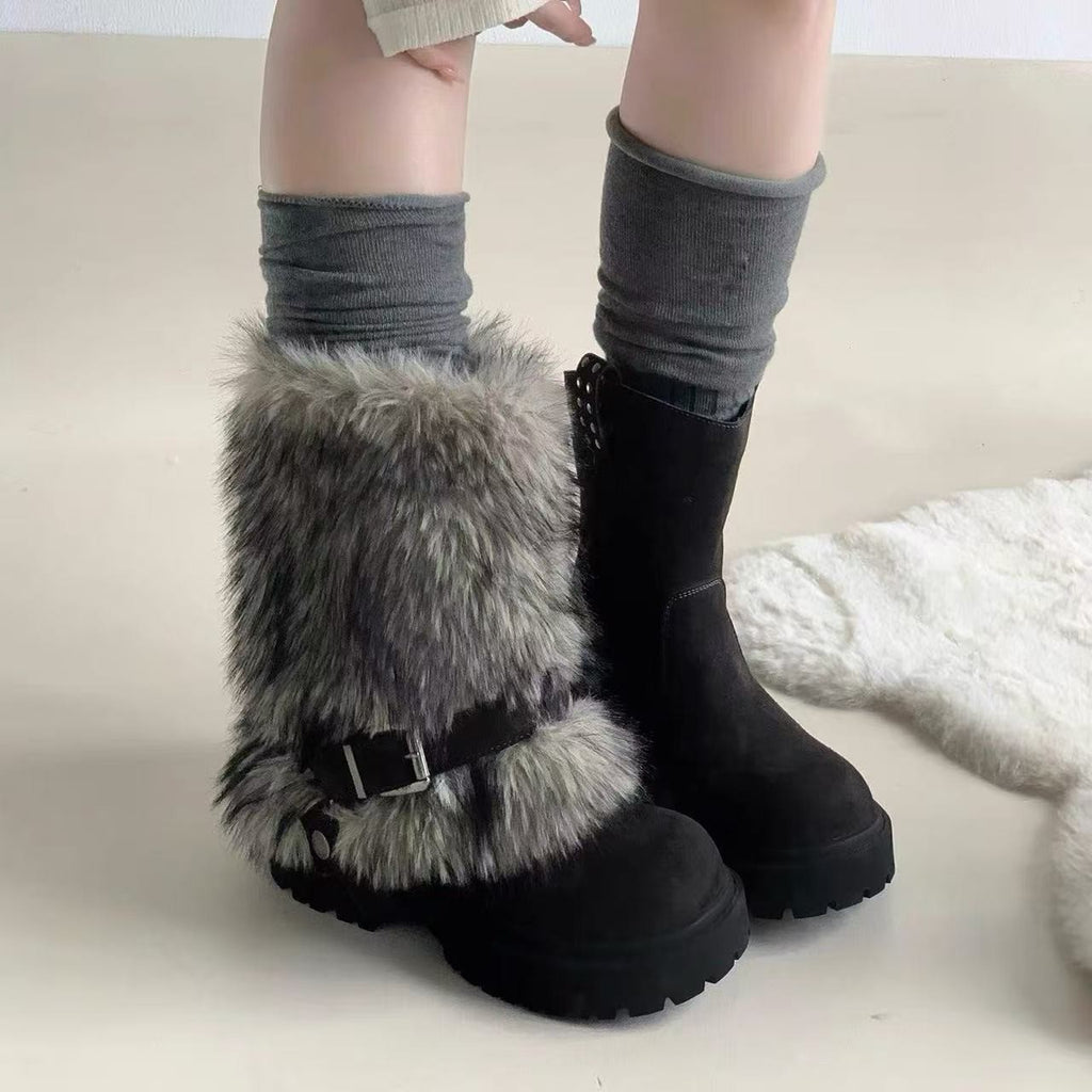 Winter Warm Furry Anti-slip Snow Boots For Women