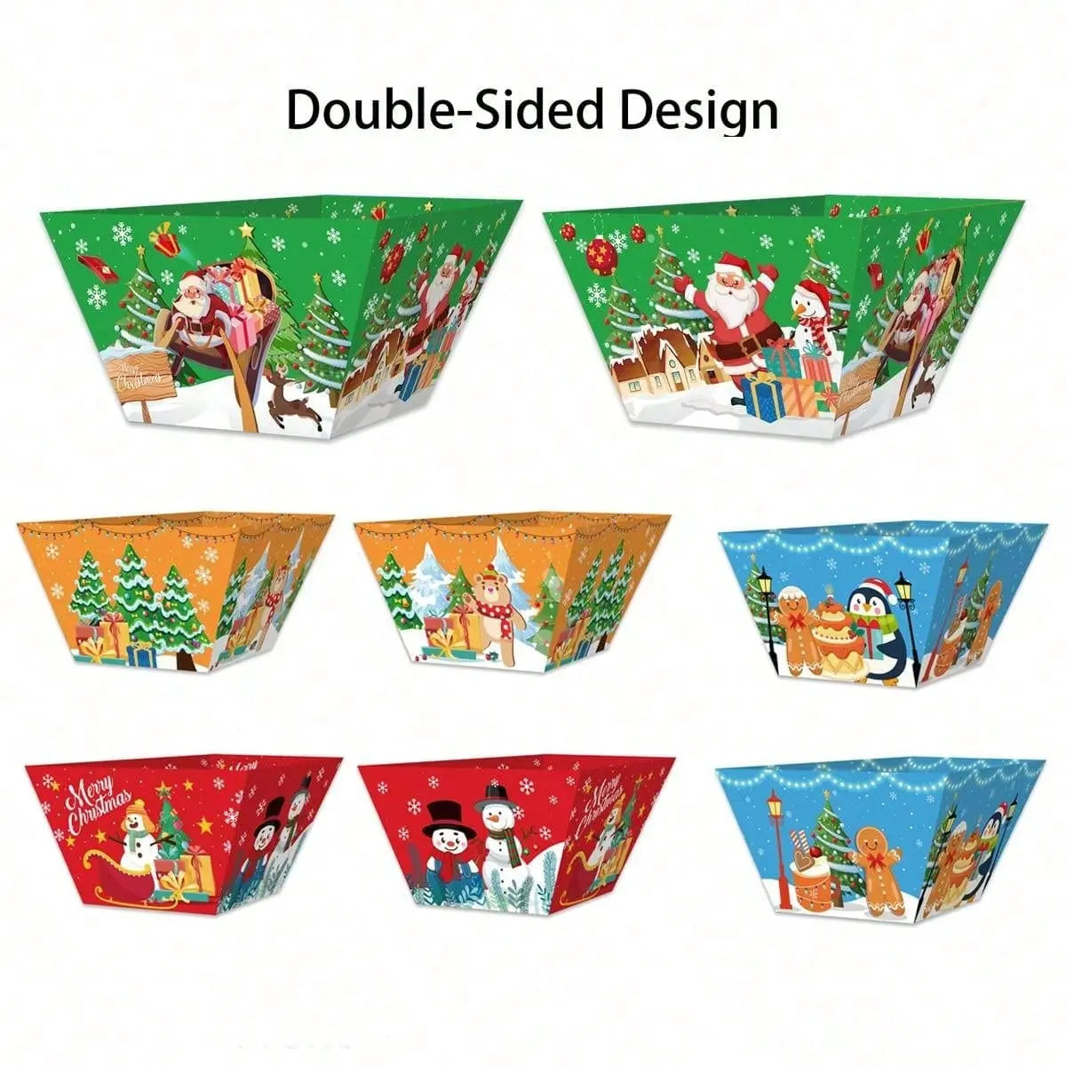 12 PCS Christmas Paper Food Tray Xmas Decorations Christmas Gingerbread Man Disposable Snack Popcorn Bowl Popcorn Containers Boxes For Winter Christmas Party Supplies - The Premium