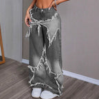 Retro Star Patchwork Heavy Wash Women's Jeans