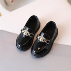 Children's Small Leather Shoes Black Soft End British Style