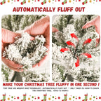 7-foot Flocked Christmas Tree With 1,060 Tips Snow-covered PVC Material And Stiff Needle Branches, Hinged Design For Easy Setup, Sturdy Metal Base Realistic Full-size Holiday Tree - The Premium