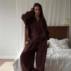 Casual Long-sleeve Hooded Sport Cardigan Pants Two-piece Set Cotton Suit