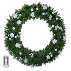 60in Pre-lit Christmas Wreath, Lighted Artificial Xmas Wreath With 220 Cold & Warm White Lights And 600 PVC Tips And DIY Ornaments, For Front Door Gate Wall Xmas Party Decorations, Light Green - The Premium