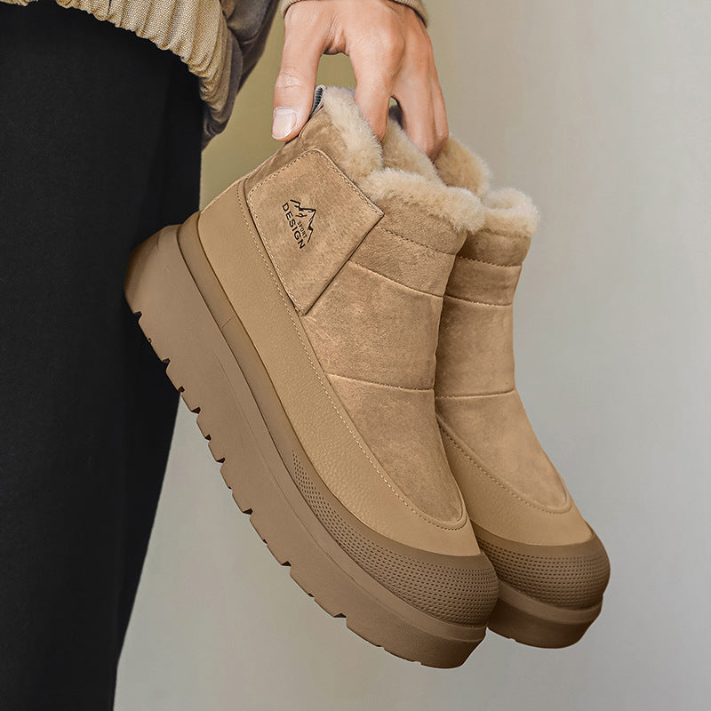 Fleece-lined Thick Casual All-Match Platform Non-slip Snow Boots Trendy Shoes