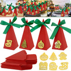 20 Packs Christmas Treat Boxes Goody Boxes Pre-Assembled Triangle Christmas Packing Box Christmas Tree Socks Gold Card Xtmas Cookie Gift Box For Christmas Birthday Wedding Party - The Premium