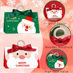 10 Pack Christmas Candy Boxes With Ribbon And Wooden Ring Merry Cartoon Paper Treat Boxes Christmas Santa Claus Pattern Cookie Goodies Box For Christmas Birthday Wedding Gift Wrapping Holiday Party Su - The Premium