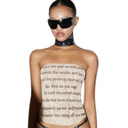 Women's Fashion Letter Print Strapless Vest
