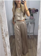 Women's Vest And High-waisted Pants Casual Two-piece Set