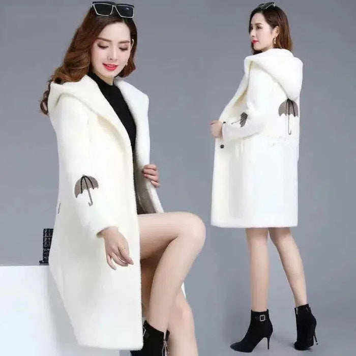 Wool Double-sided Fleece Coat Embroidery Thickening