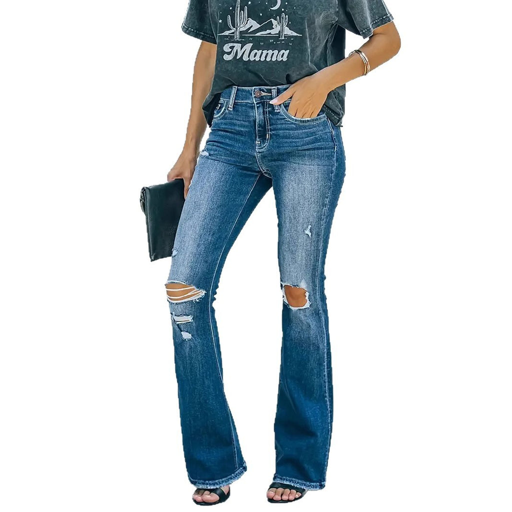 Women's Ripped Skinny Jeans Fashion Wash