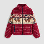 Christmas Long-sleeve Zipper Pocket Snowflake Moose Woolen Coat
