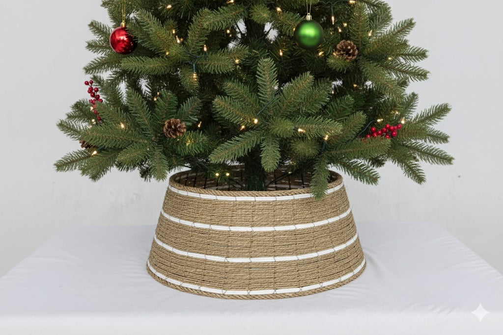 Woven Seagrass Christmas Tree Collar Boho Coastal Farmhouse Decor