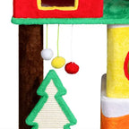 56in Christmas Themed Plush Cat Tree, Multi-level Cat Tower With Cat Condos, Top Crown Perch, Sisal Ramp Scratching Posts, Large Cat Pet Activity Center For Indoor Cats - The Premium