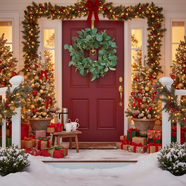 2PCS Set Christmas Wreath Eucalyptus Candle Rings 14.2in Green Artificial Plants Home Door Decor Holiday Wall Pendant FBA Shipment - The Premium