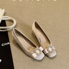 Bow Satin Square Toe Bridesmaid High Heels