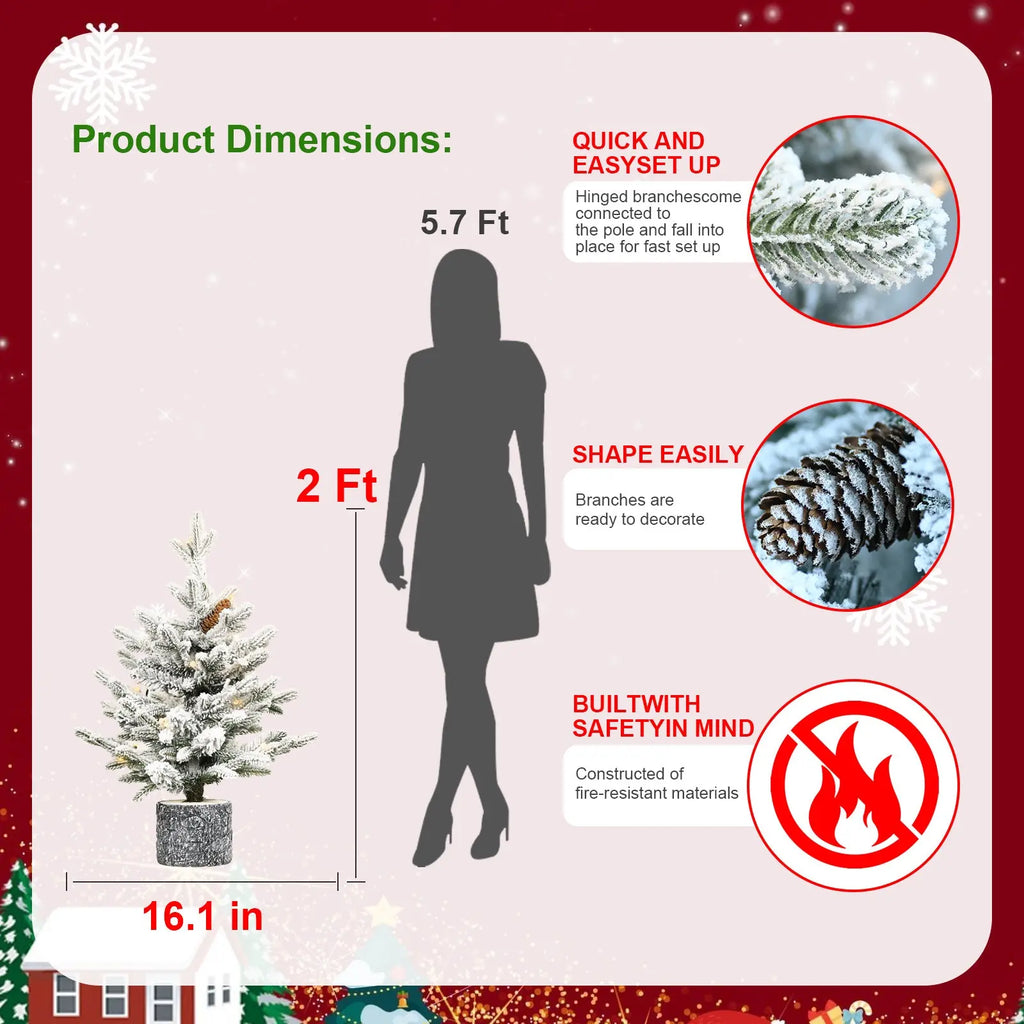 2,3,4,5,6ft PE PVC Decorated Flocking Basin Tree Artificial Christmas Tree - The Premium