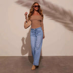 High Waist Jeans Women's Wide Leg Retro Temperament Straight-leg Pants